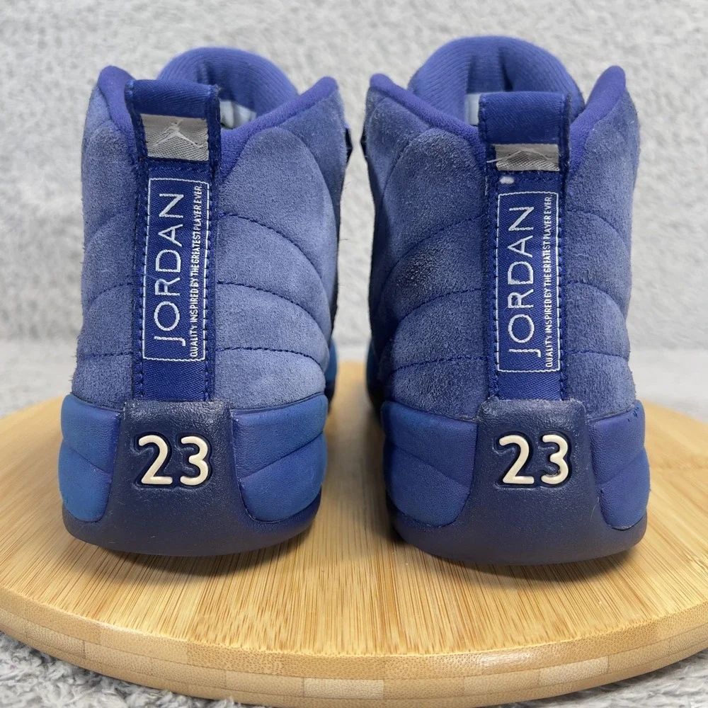 Jordan 12 Retro Shoes Youth 7Y Deep Royal Blue Suede Nike Basketball 153265-400